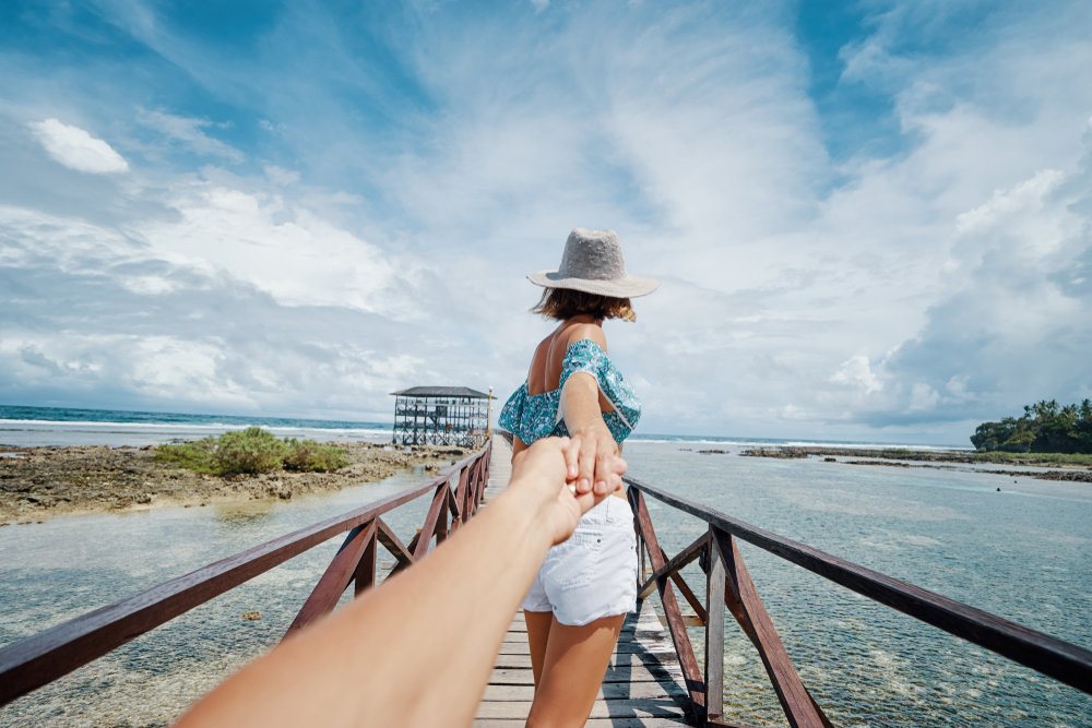 Follow,Me.,Travel,Concept.,Vacation,On,Tropical,Island.,Back,View My own travel purpose